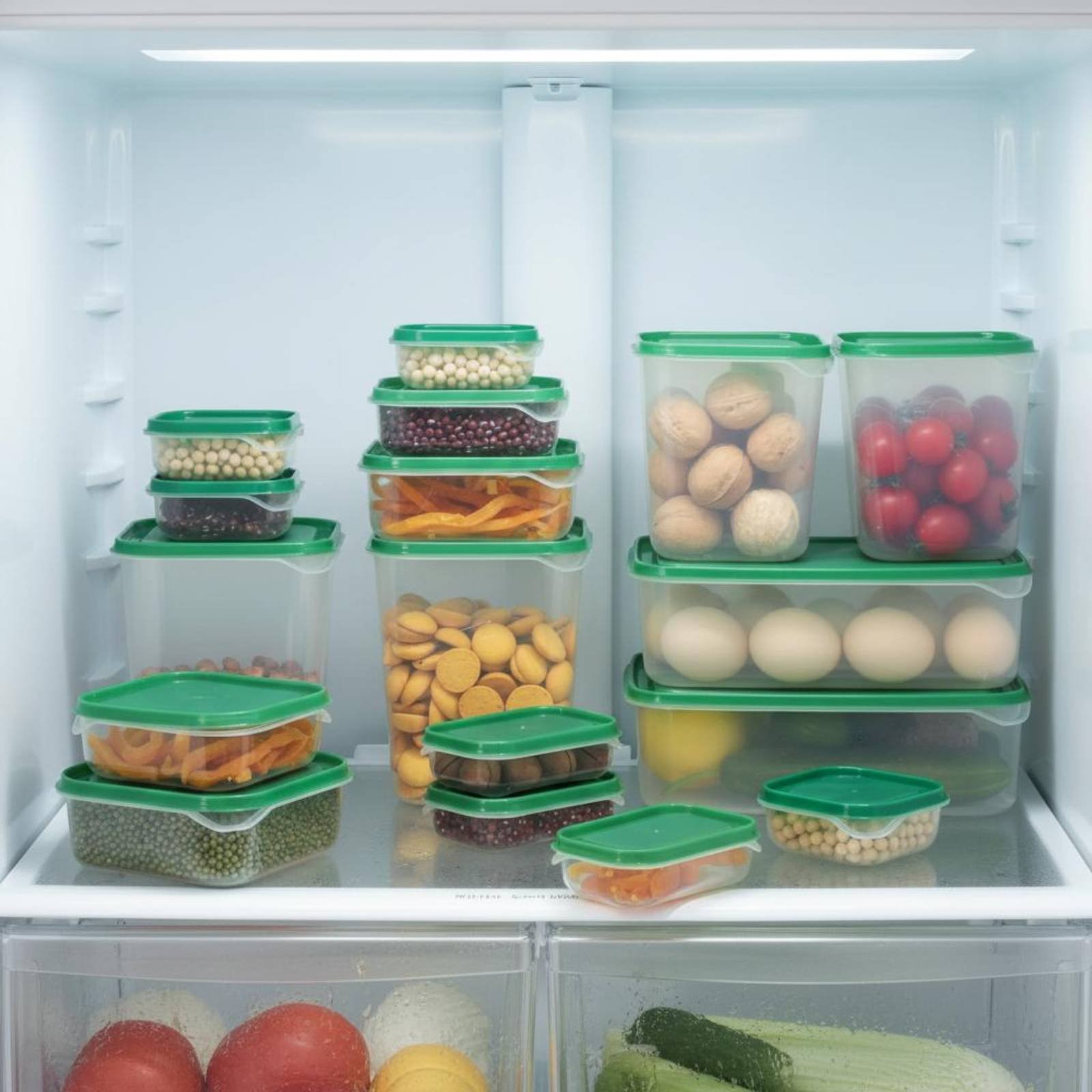 Food Storage Plastic Container - 17 Pieces Fridge Storage Box Set