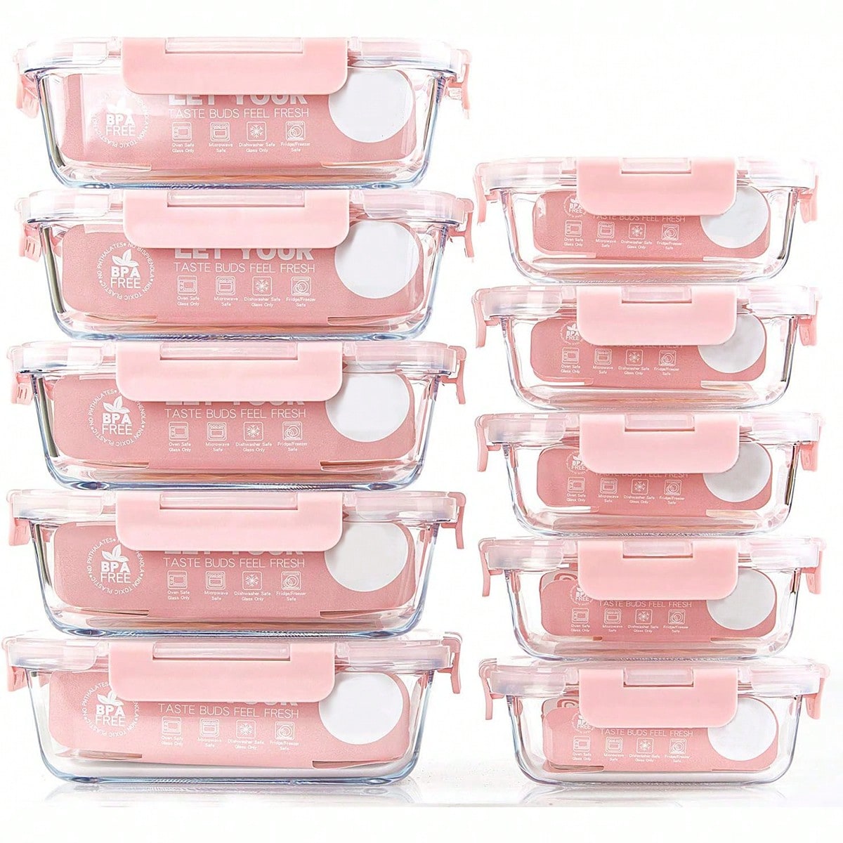 Food Storage Containers B&M - 10 Pack Glass Meal Prep Containers,