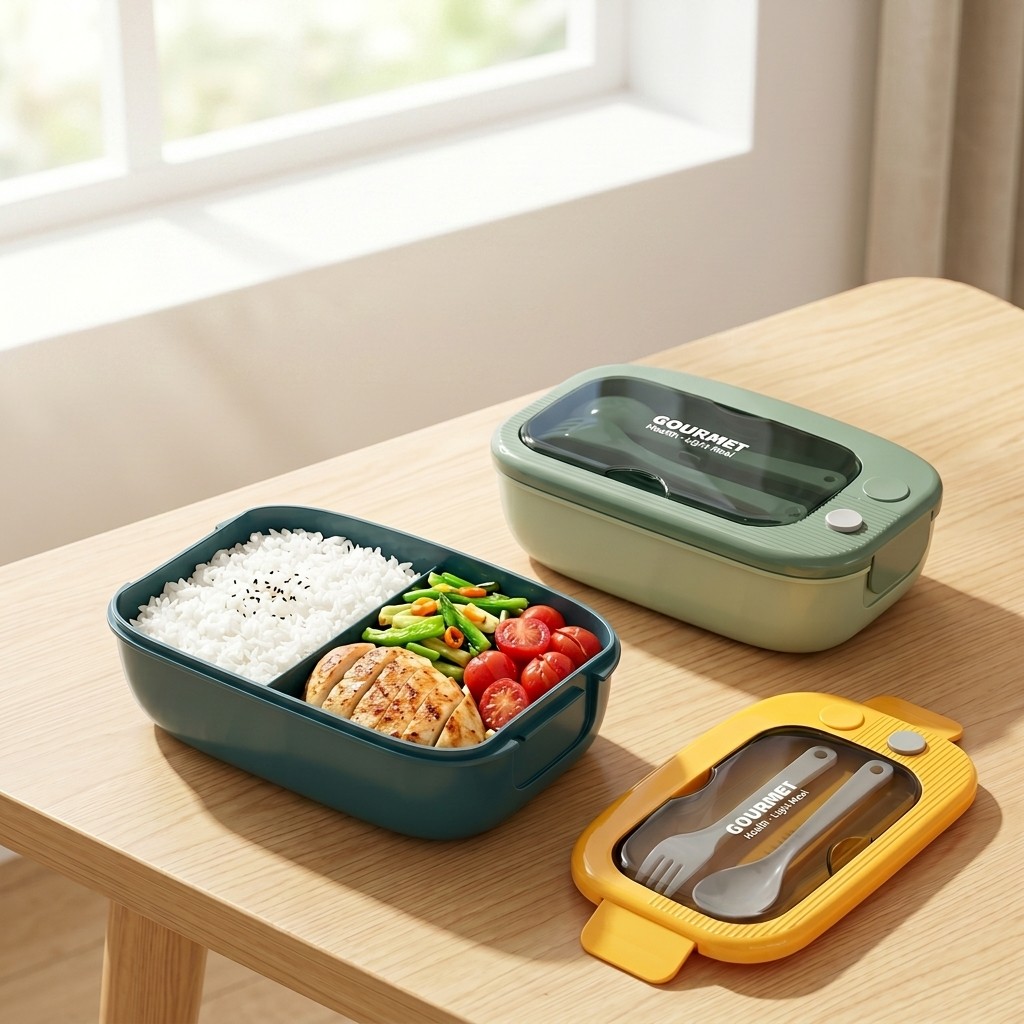 Food Storage Containers B&M - Microwavable Plastic Bento Box 2 Compartment