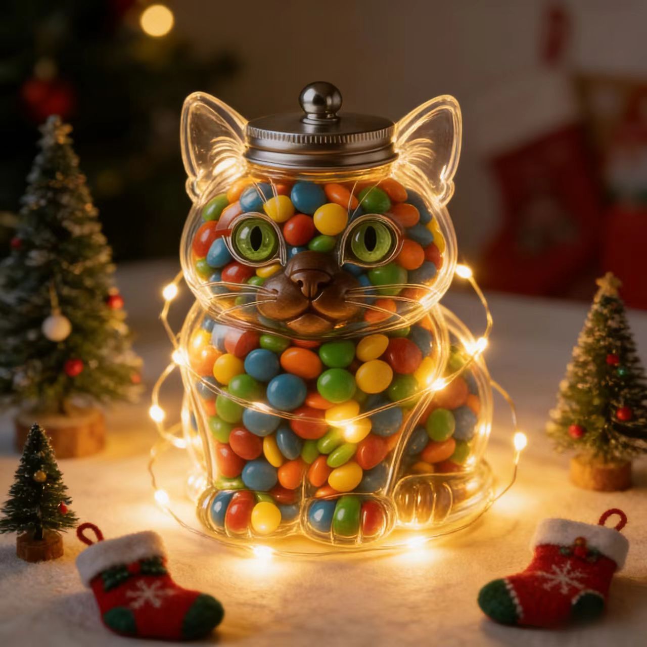 Cute Cat Shaped Glass Candy Ja - Food Storage Glass Box recension och pris