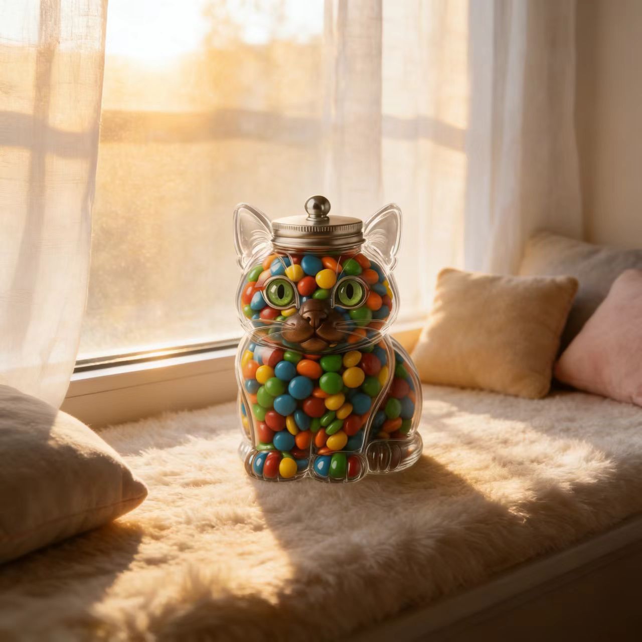 Cute Cat Shaped Glass Candy Ja - Food Storage Glass Box recension och pris