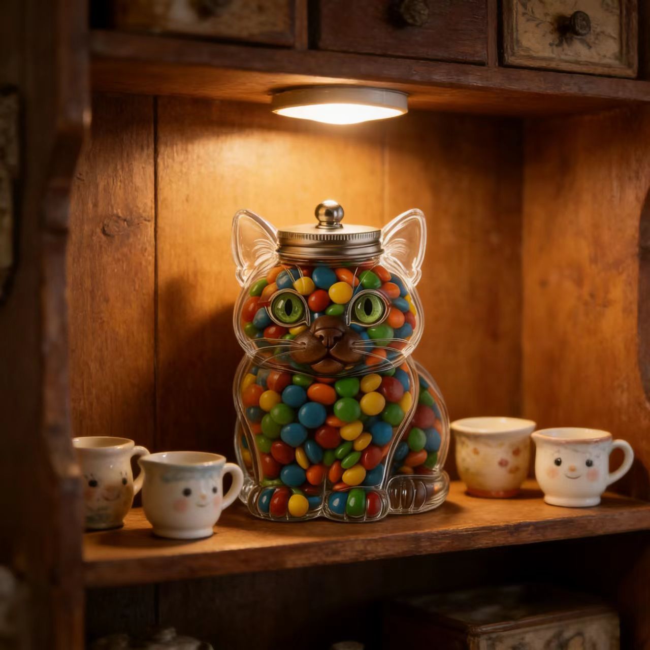 Cute Cat Shaped Glass Candy Ja - Food Storage Glass Box recension och pris