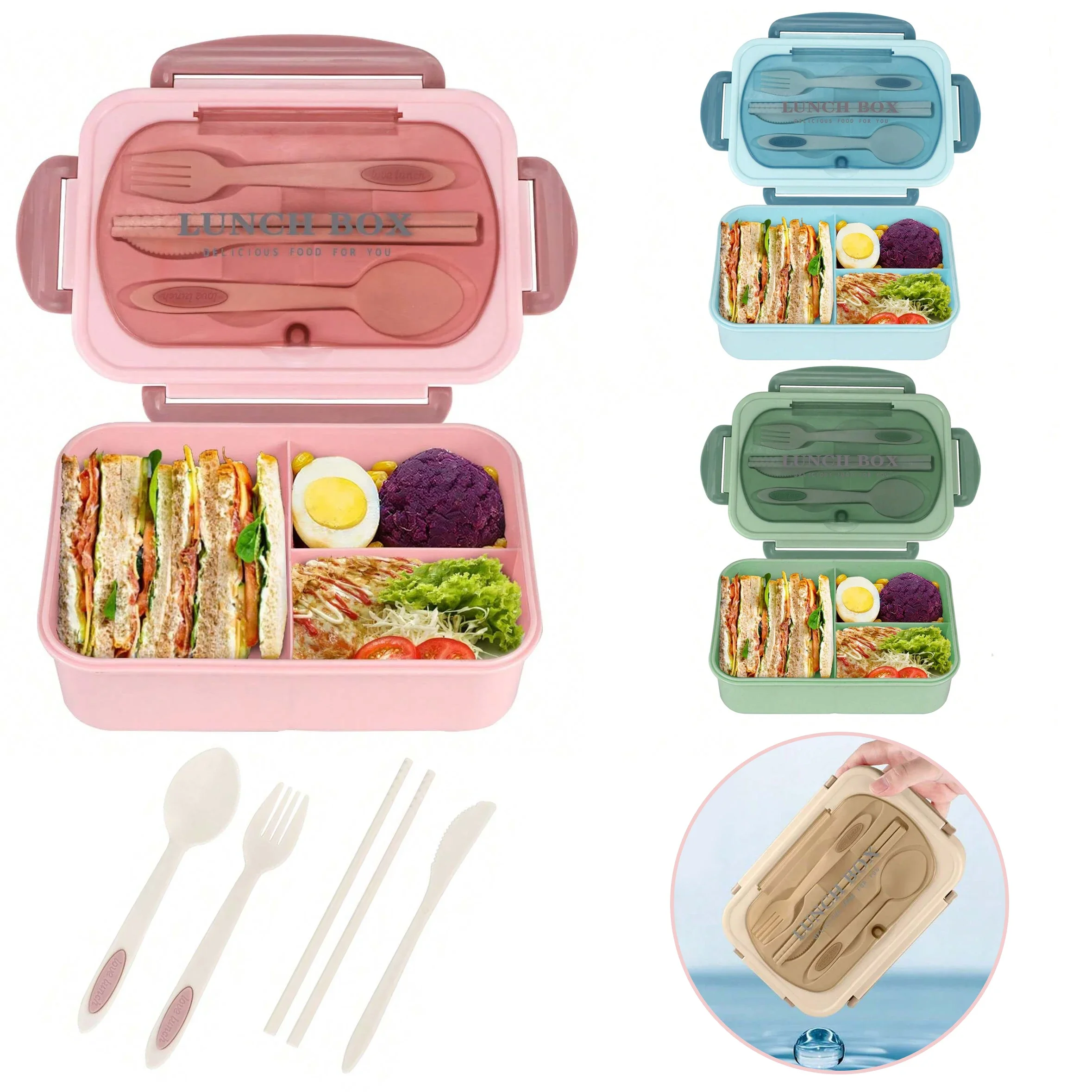 Adult Bento Box with 3 Compart - Food Storage 30 Years recension och pris