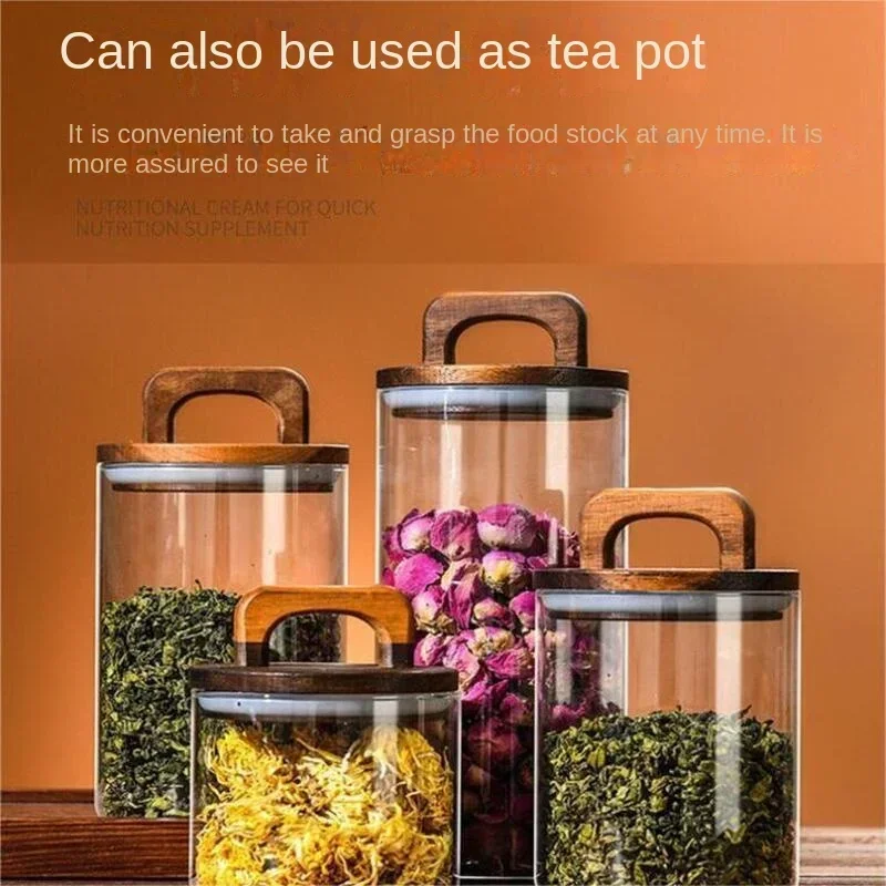 800-2100ml Wood Lid Glass Jar  - Food Storage Glass Containers Large recension och pris