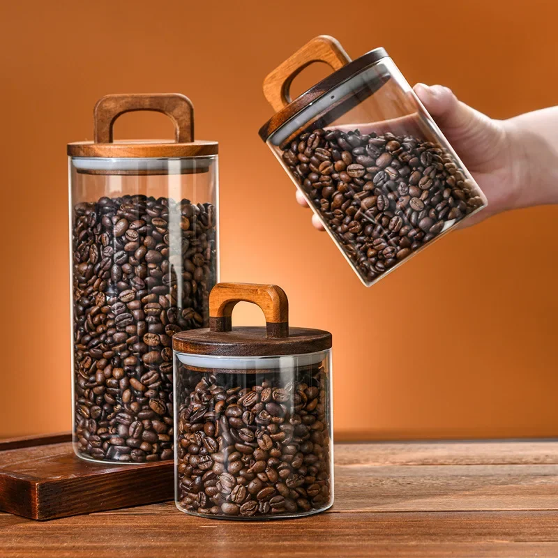800-2100ml Wood Lid Glass Jar  - Food Storage Glass Containers Large recension och pris