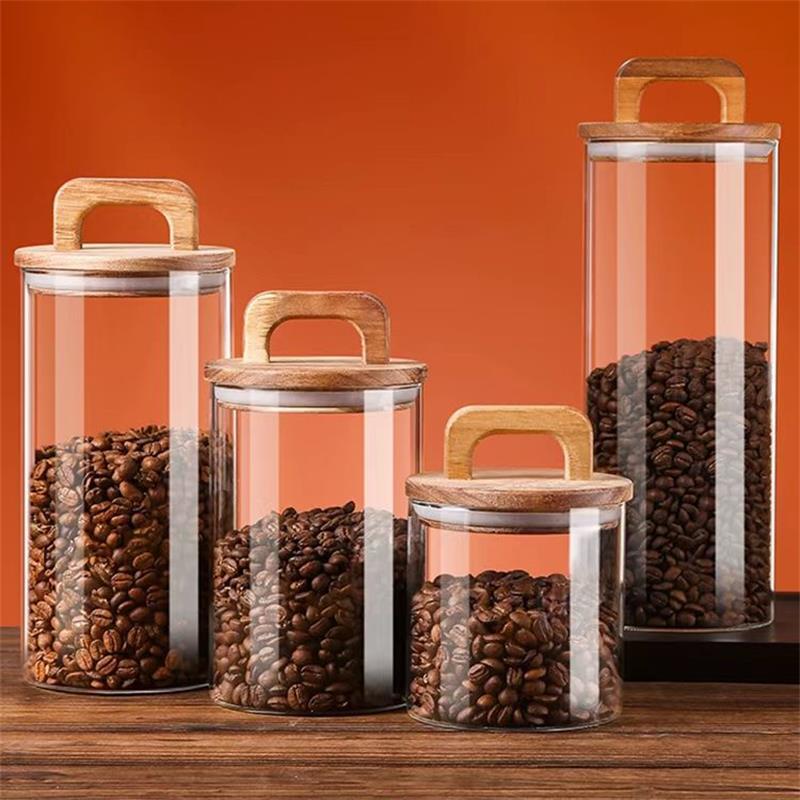 Clear Glass Jar with Bamboo Li - Food Storage Glass Box recension och pris
