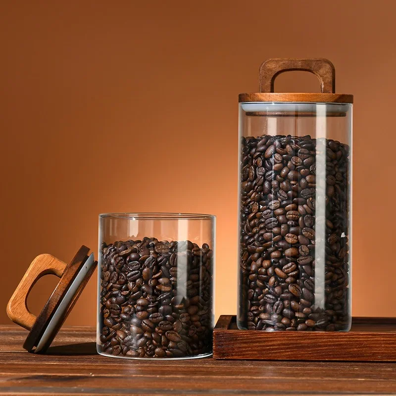 Clear Glass Jar with Bamboo Li - Food Storage Glass Box recension och pris