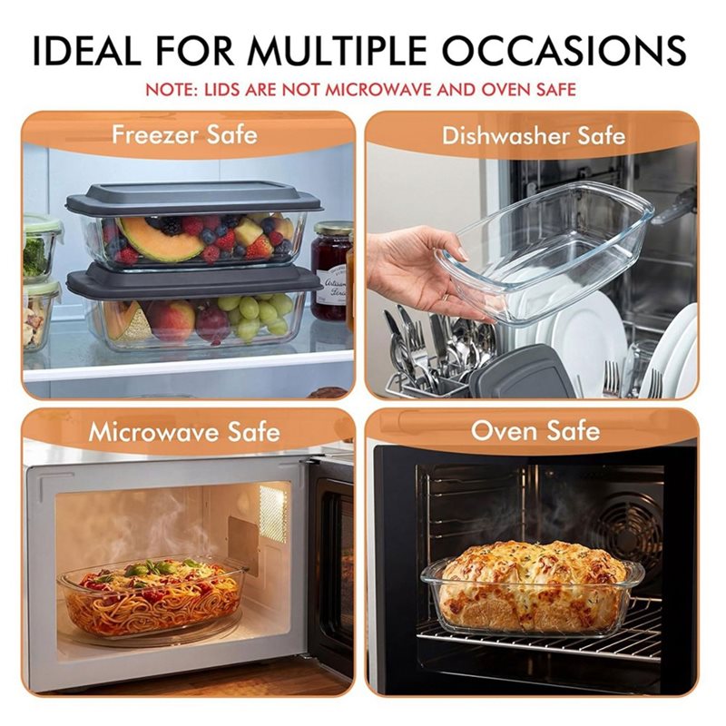 FYBL-Glass Loaf Pan, 2-Pack LA - Food Storage Glass Containers Large recension och pris