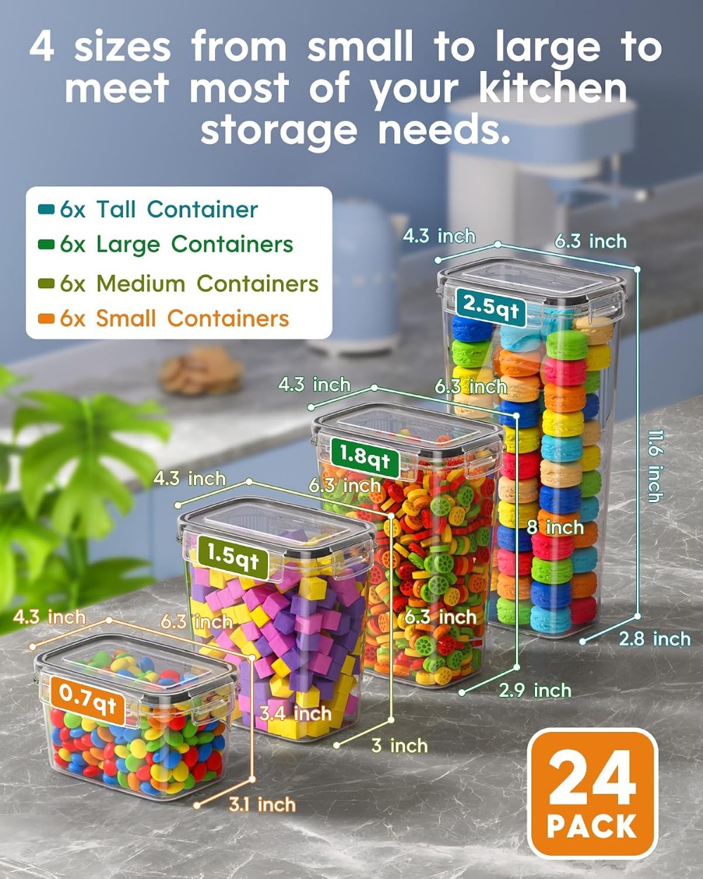 24 PCS Airtight Food Storage C - Food Storage And Containers recension och pris