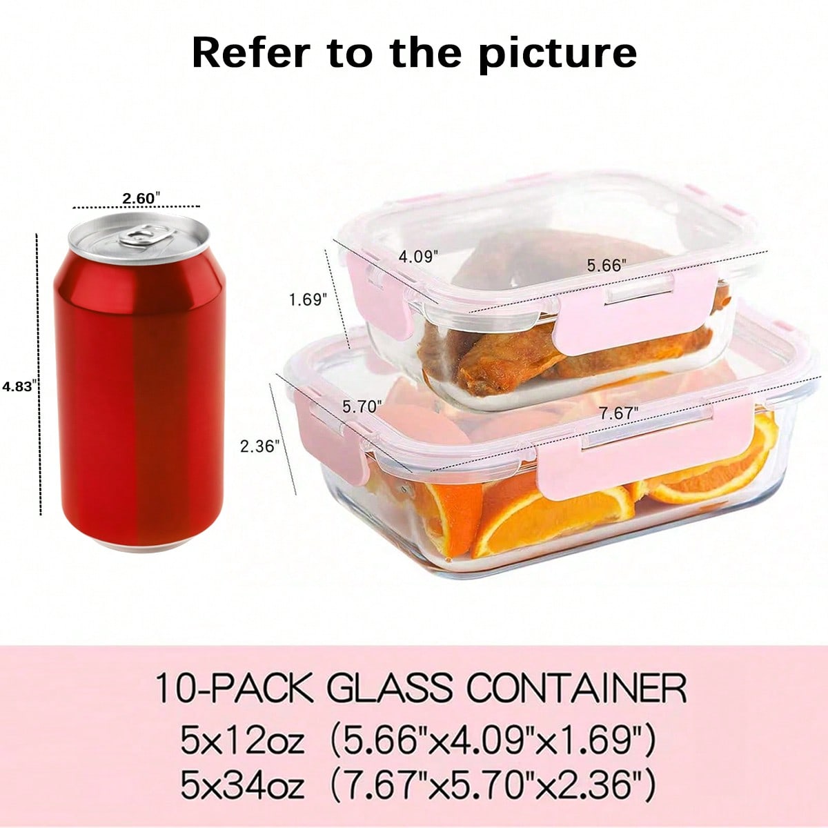 10 Pack Glass Meal Prep Contai - Food Storage Glass Box recension och pris