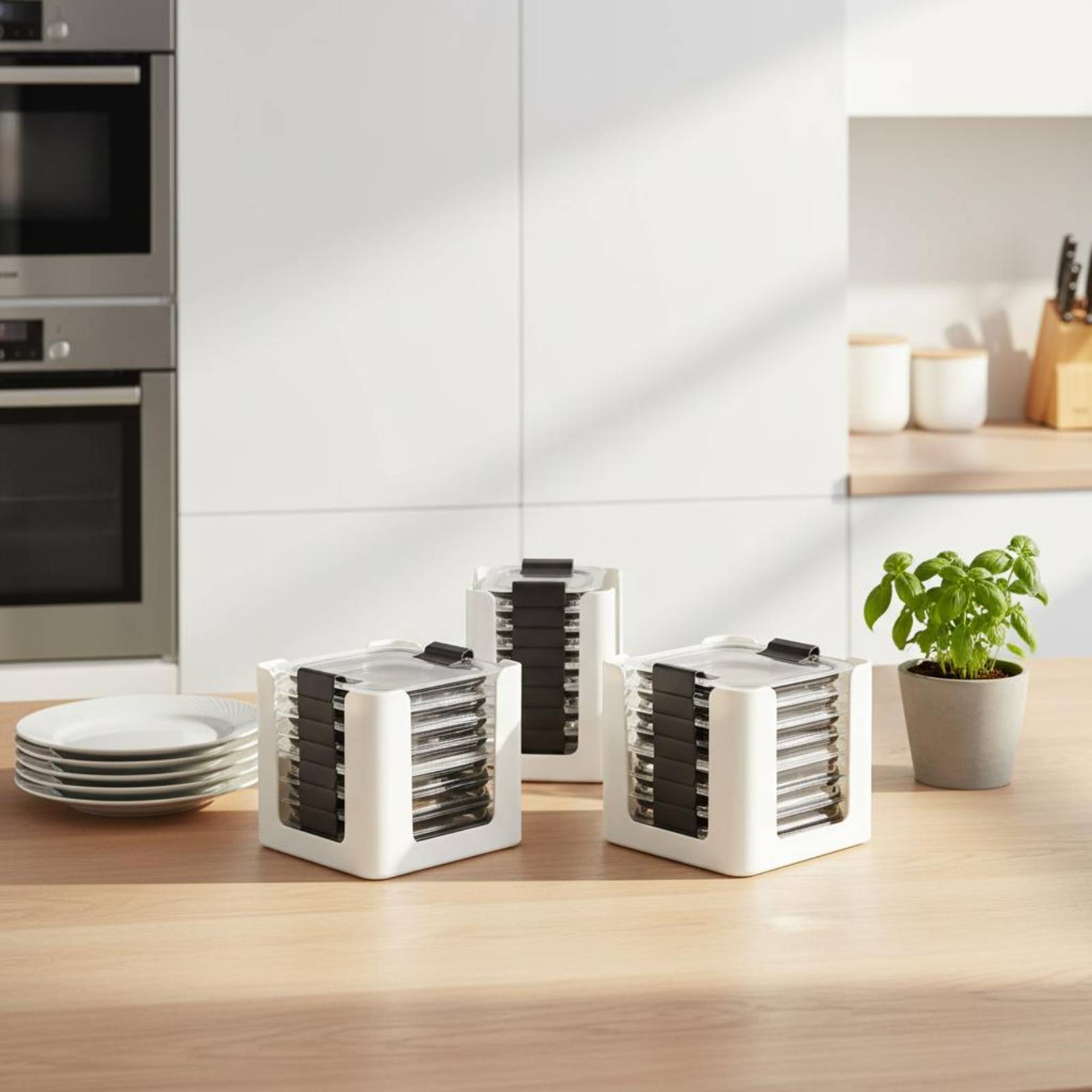 3 Pieces Lid Storage Rack Rect - Food Storage Plastic Container recension och pris
